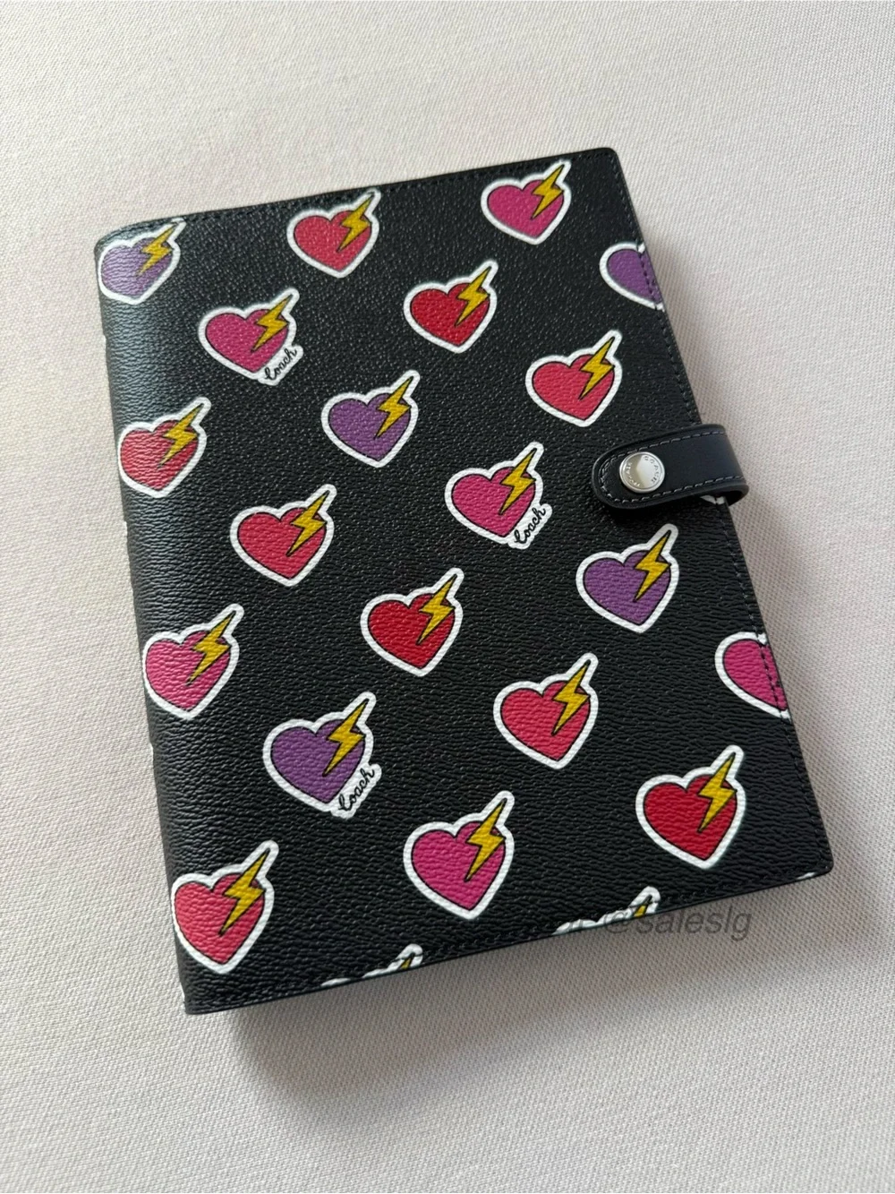 NWT Coach Heart Bolt Print Notebook w/ Insert & Planner Black/Red CW543